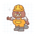 Beaver in helmet showing thumbs up and smiling. Hand drawn character