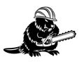 Beaver icon with chainsaw.