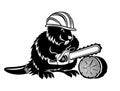 Beaver icon with chainsaw.