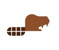 Beaver isolated icon. semi-aquatic mammal of order of rodents