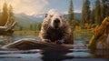 Beaver by the Lake Royalty Free Stock Photo