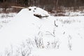 Beaver lodge in snow Royalty Free Stock Photo