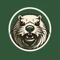 Vintage Angry Beaver Logo On Green Background