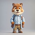 beaver mascot 3d animation charachters on a isolated background Royalty Free Stock Photo