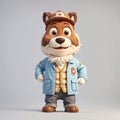 beaver mascot 3d animation charachters wearing cap on a isolated background Royalty Free Stock Photo