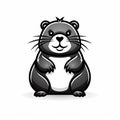 Cute Cartoon Otter Logo: Dark Black And Gray Matte Design