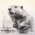 Playful Expressions: A Stunning Black And White Beaver Illustration