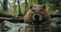 Beaver Swimming in Body of Water