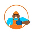 Beaver thumbs up. Cheerful animal. beast for logging company