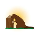 Beaver with tree stump