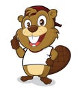 Beaver wearing a hat and a white t shirt Royalty Free Stock Photo