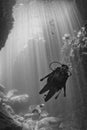 Beaytiful Latina Diver Inside a canyon Royalty Free Stock Photo