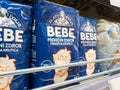 Bebe wheat semolina packages on grocery store shelf display Royalty Free Stock Photo