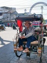 Becak or Pedicab with driver in Indonesia