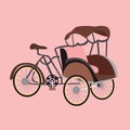 Becak rickshaw indonesia jakarta icon flat vector illustration transportation