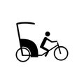 Becak, rickshaw transportation vector icon.