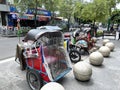 Traditional transportation on the street named becak