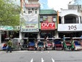 Traditional transportation on the street named becak