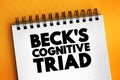 Beck`s cognitive triad - cognitive-therapeutic view of the three key elements of a person`s belief system present in depression, Royalty Free Stock Photo