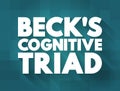 Beck`s cognitive triad - cognitive-therapeutic view of the three key elements of a person`s belief system present in depression, Royalty Free Stock Photo