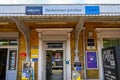 Entrance to Beckenham Junction railway station with station sign