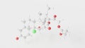 beclomethasone dipropionate molecule 3d, molecular structure, ball and stick model, structural chemical formula anti-asthmatic