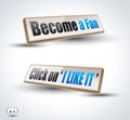 'Become a Fan' social themes 3D Panels Royalty Free Stock Photo