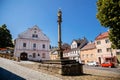Becov nad Teplou, Czech Republic, 14 August 2021: colorful buildings in historic center in medieval city, baroque houses on main