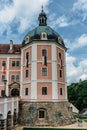 Becov nad Teplou,Czech Republic-August 21,2021.Gothic medieval castle,Renaissance palace,Baroque chateau with Reliquary of St.