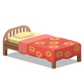 Vector illustrationn bed with red blanket.furniture.interior. Royalty Free Stock Photo