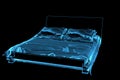 Bed 3D xray blue transparent Royalty Free Stock Photo