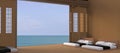 Bed Beach and Sea view - Modern / Peaceful luxury holiday in Asian / ,Summer , beach lounge,