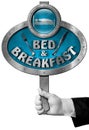 Bed and Breakfast - Sign with Hand of a Concierge Royalty Free Stock Photo