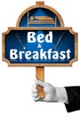 Bed and Breakfast - Sign with Hand of a Concierge Royalty Free Stock Photo