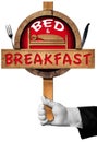 Bed and Breakfast - Sign with Hand of a Concierge Royalty Free Stock Photo