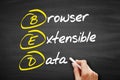 BED - Browser Extensible Data, acronym concept on blackboard Royalty Free Stock Photo