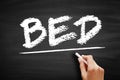 BED - Browser Extensible Data or Binge Eating Disorder, acronym text on blackboard Royalty Free Stock Photo