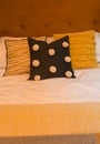 Bed with Cushions Royalty Free Stock Photo