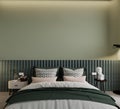 Bed and decors in the bedroom  Empty wall mockup Royalty Free Stock Photo
