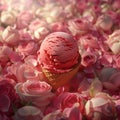 a bed of delicate rose petals, the ice cream logo exudes elegance and sophistication