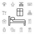 Bed flat vector icon in hotel service pack