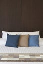 Bed headboard and Fancy Pillows Royalty Free Stock Photo