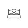 Bed with heart line icon