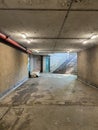 A bed for the homeless in a pedestrian tunnel