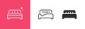 Bed icon as hotel hostel sign vector graphic simple pictogram illustration set line outline stroke art, motel room bedroom with