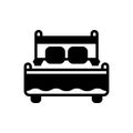 Black solid icon for Bed, bedstead and bunk