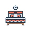 Color illustration icon for Bed, bedstead and bunk
