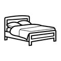 Bed icon in black color. Vector template for tattoo or laser cutting