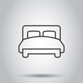 Bed icon in flat style. Bedroom sign vector illustration on white isolated background. Bedstead business concept Royalty Free Stock Photo