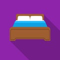 Bed icon in flat style isolated on white background. Hotel symbol stock vector illustration. Royalty Free Stock Photo